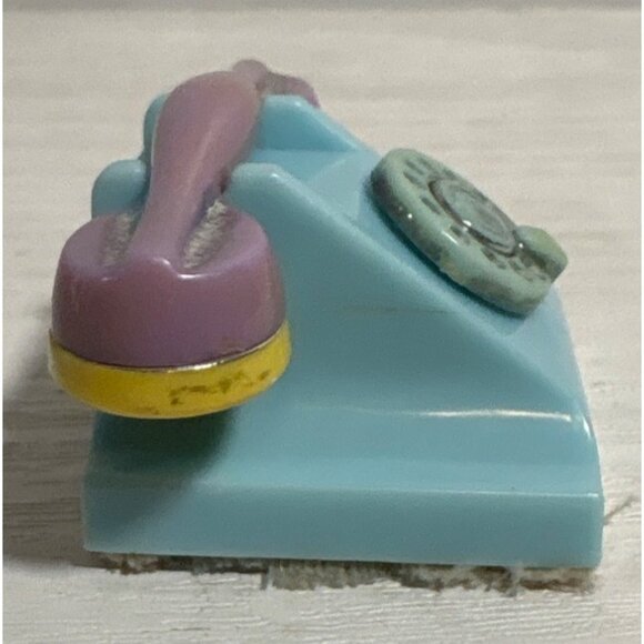Vintage Dollhouse Rotary Phone  Miniature Aqua & Purple Plastic - Picture 4 of 8